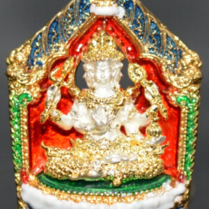Phra Phrom Erawan Bronze with Gold Plating and Enamel Kruba Baeng Wat Ban Toned 2567