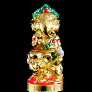 Phra Pikanet (Ganesha) "Pratan Phon" Edition, Bronze with Partial Gold Gilding and Enamel, by Kruba Khamfan, Wat Ko Chok, 2024