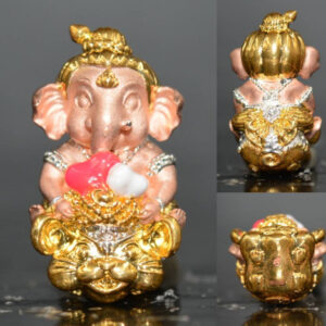 Large Bronze Ganesha (Phra Pikanet) with 3K Gold Plating and Heart Enamel - Luang Por Lek, Wat Tham Khao Noi Kesaro (2023)