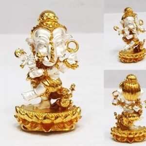 Phra Pikanet (Ganesha) Bronze Statue 2K Gold + Silver, 3.5 cm Height, by Phra Ajarn Amnat, Maha Viro Meditation Center, 2018
