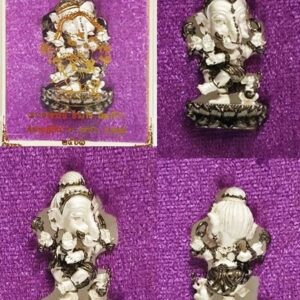 Phra Pikanet (Ganesha) Bronze Statue 2K Satin + Silver, Height 3.5 cm, by Phra Ajarn Amnat, Maha Viro Meditation Center, 2018