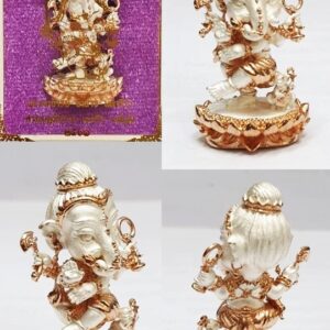 Phra Pikanet (Ganesha) Bronze Statue 2K Pink Gold + Silver, Height 3.5 cm, by Phra Ajarn Amnat, Maha Viro Meditation Center, 2018