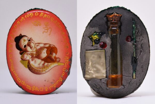 Phra Pikanet (Ganesha) Locket - Red Background, by Phra Ajarn O Buddhoraek, Wat Dhamma Phetchabun, 2017