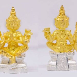 Phra Phrom Maha Setthi Bronze with Gold Plating Silver Base Wat Bang Nam Chon 2558 Size 3.8*2.3 cm