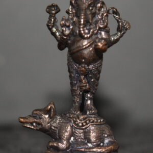 Standing Dancing Ganesha Treading on a Mouse, Black Oxidized Copper, Luang Por Klai, Wat Khao Tham Tap, 2005