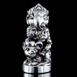 Phra Pikanet (Ganesha) "Pratan Phon" Edition, Black Alpaka Polished, by Kruba Khamfan, Wat Ko Chok, 2024