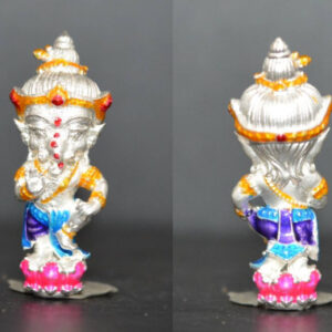 Mini Phra Pikanet (Ganesha) in Dancing Pose, Bronze with Silver Gilding and Enamel, by Luang Phor Khamfan, Wat Ko Chok, 2022