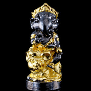 Phra Pikanet (Ganesha) "Pratan Phon" Edition, Blackened Bronze with Gold Inlay by Kruba Khamfan, Wat Ko Chok 2024