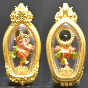 Bronze Painted Phra Pikanet (Ganesha) Amulet with Frame - Luang Pu Yuen, Wat Nong Pa Mak, 2025