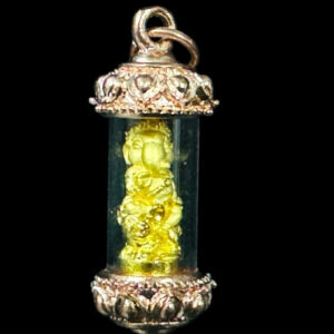Phra Pikanet (Ganesha) "Pratan Phon" Bronze Gold Plated Amulet by Kruba Khamfan, Wat Ko Chok 2024 with Takrut Tube