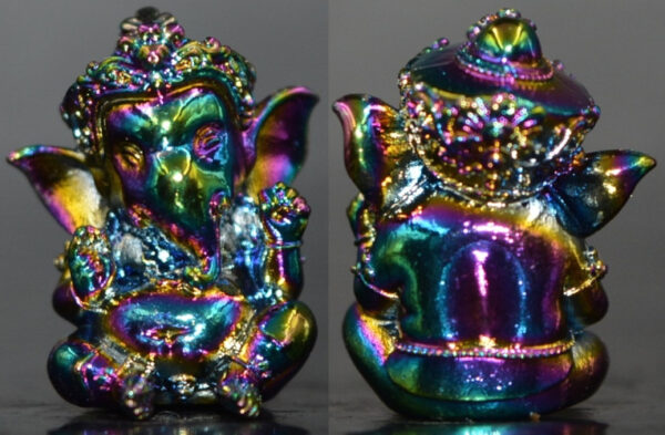 Phra Pikanet (Ganesha) Kachana Large Amulet, Rainbow Bronze Finish, Luang Pu Si, Wat Phueanimit 2024