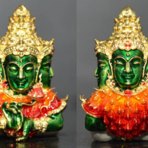 Phra Phrom Thao Mahaphrom Thada Floating Buddha Amulet, Bronze with Gold Plating and Enamel, Luang Phor Wichit, Dhamma Practice Center Phuttha Bucha 2565