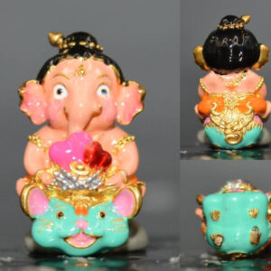 Mini Phra Pikanet (Ganesha) - Bronze Gold Plated with Enamel Coating, Luang Por Lek, Wat Tham Khao Noi Kesaro, 2023