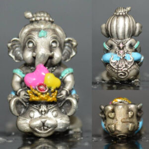 Sweetheart Ganesha, Small Size, Bronze Satin Silver with Enamel Coating, Luang Por Lek, Wat Tham Khao Noi Kesaro 2023