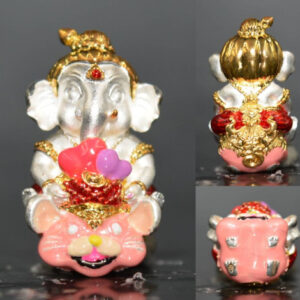 Large Phra Pikanet (Ganesha) Bronze Statue with 2K Gold Plating and Enamel Coating - Luang Por Lek, Wat Tham Khao Noi Kesaro, 2023